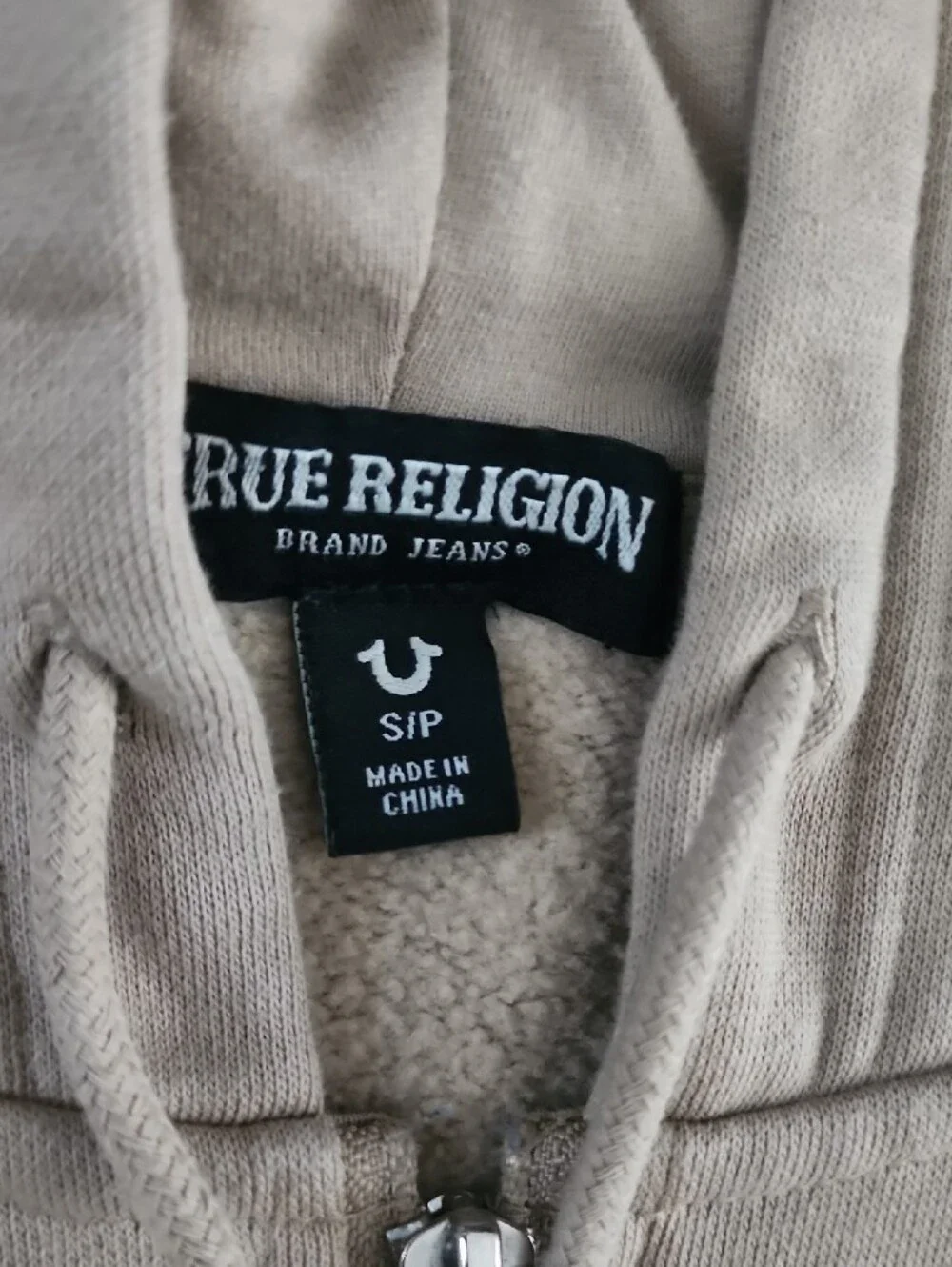 True Religion Men's Tan Zip-Up Hoodie Jacket